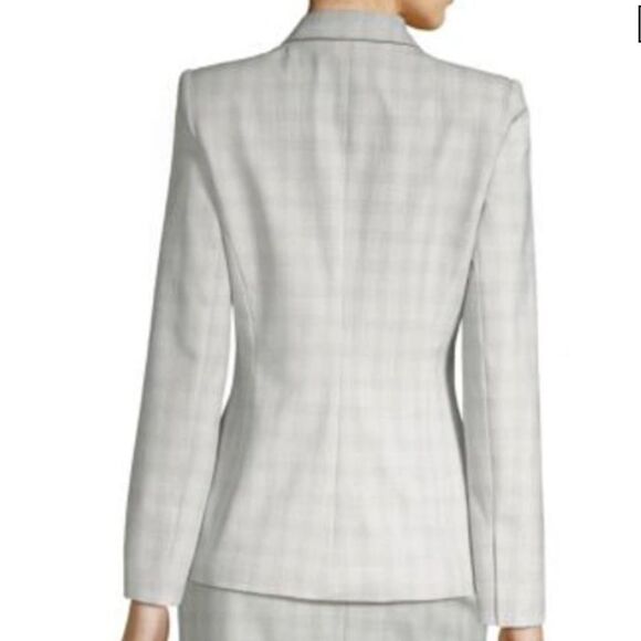 Elie Tahari Allegra Micro-Plaid One Button Jacket Blazer Gray Size 12 NWT - Picture 3 of 10